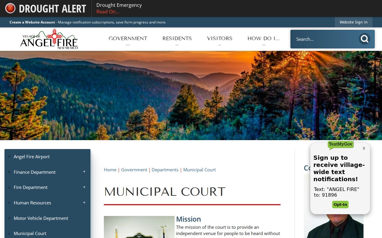 Angel Fire warrant records municipal court source