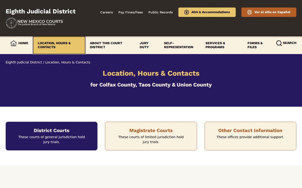 Colfax County warrant records Judicial Center source